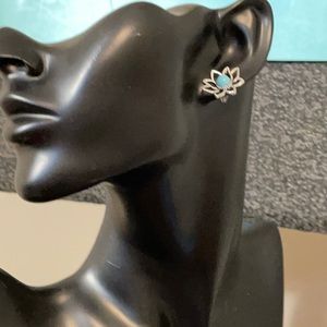 Blue Lotus Flower Earrings